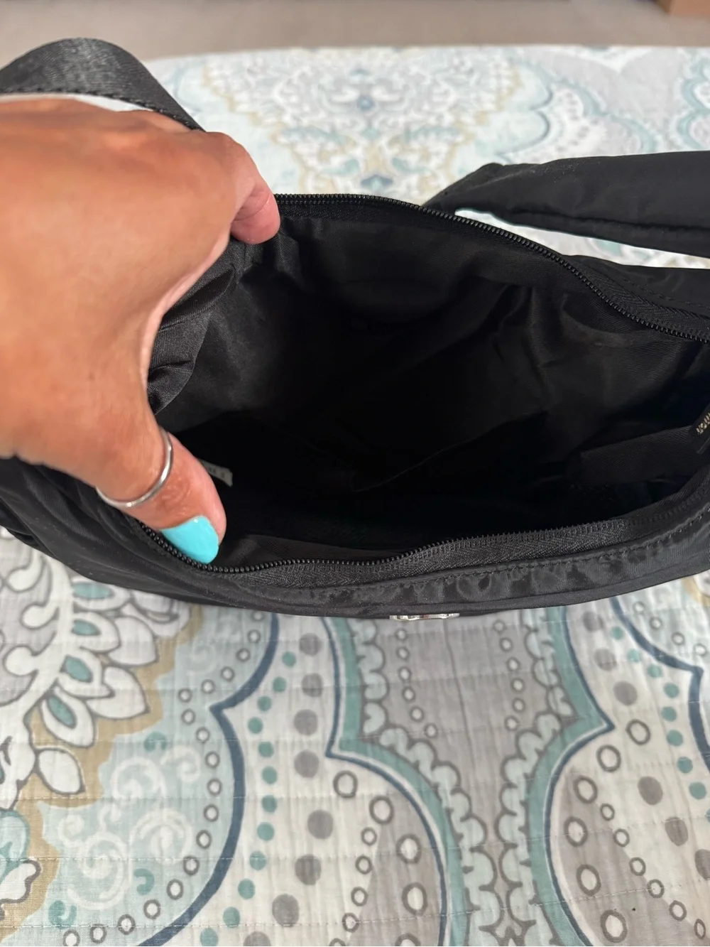 lululemon athletica Black Shoulder Hobo Bag with Silver Logo